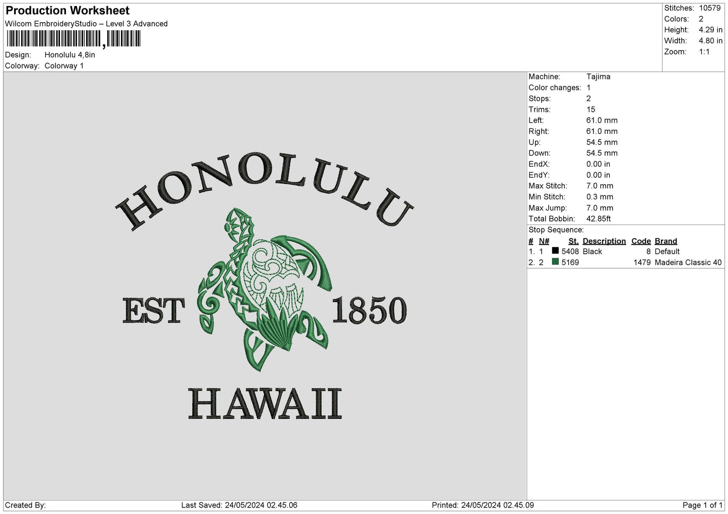 Hawaiitext Embroidery File 6 sizes