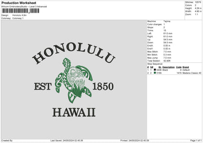 Hawaiitext Embroidery File 6 sizes