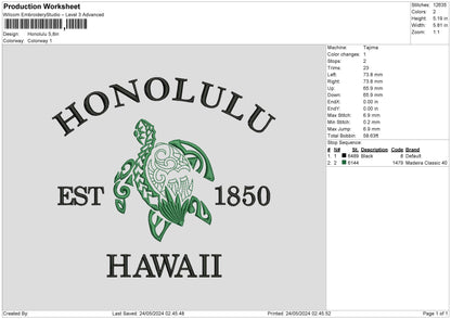Hawaiitext Embroidery File 6 sizes