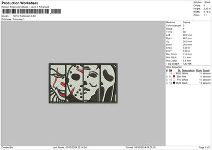 Horror Rectangle 02 Embroidery File 6 sizes