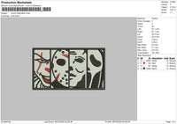 Horror Rectangle 02 Embroidery File 6 sizes