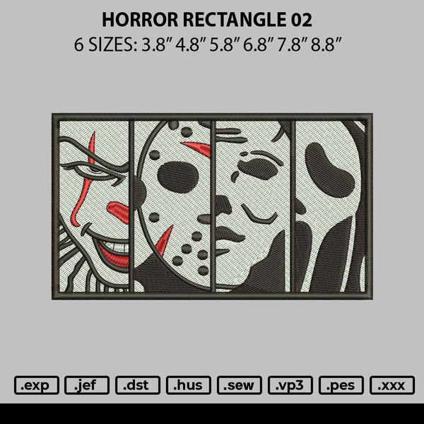 Horror Rectangle 02 Embroidery File 6 sizes