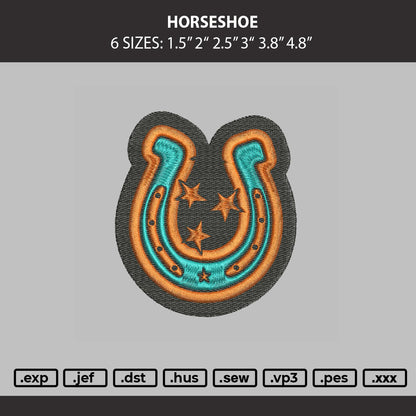 Horseshoe Embroidery Machine Design File 6 sizes