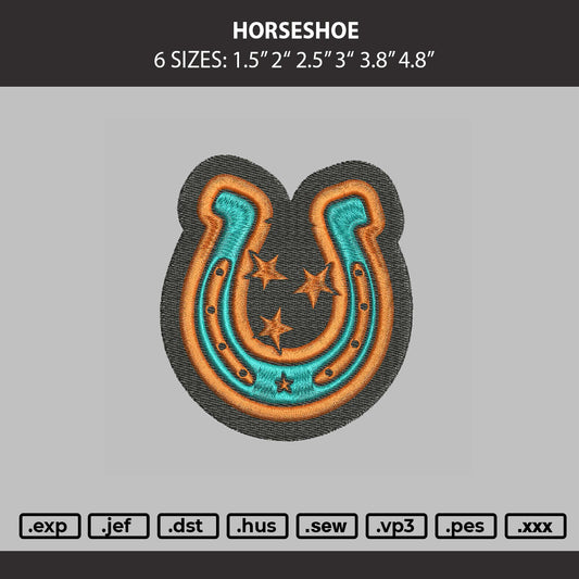 Horseshoe Embroidery Machine Design File 6 sizes