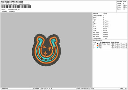 Horseshoe Embroidery Machine Design File 6 sizes