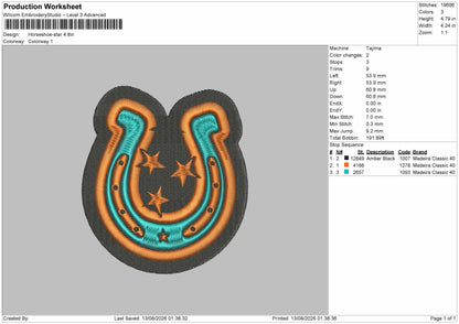 Horseshoe Embroidery Machine Design File 6 sizes