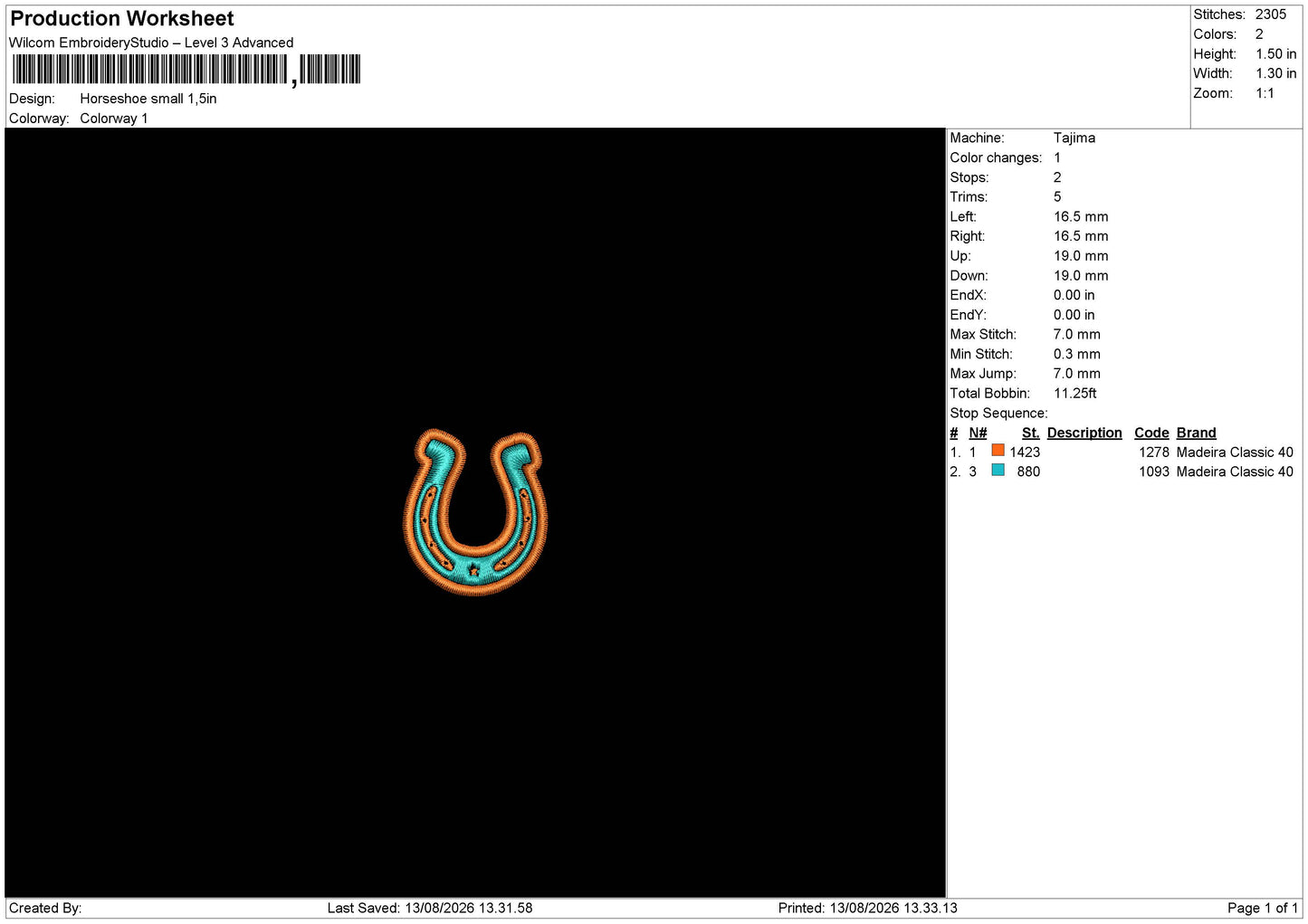 Horseshoe small Embroidery Machine Design File