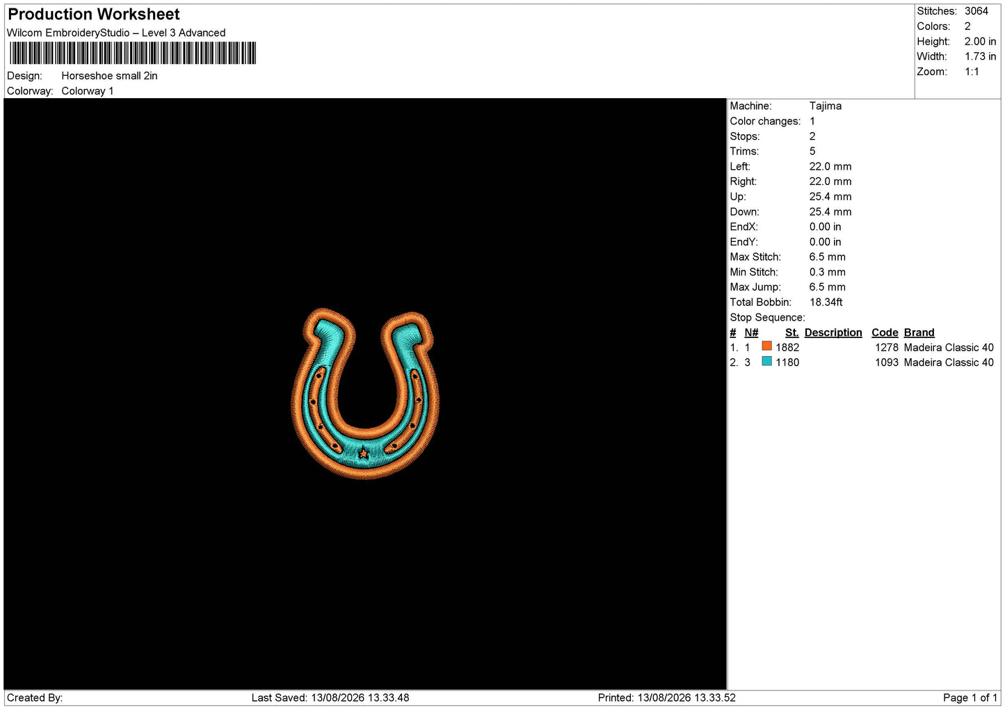 Horseshoe small Embroidery Machine Design File