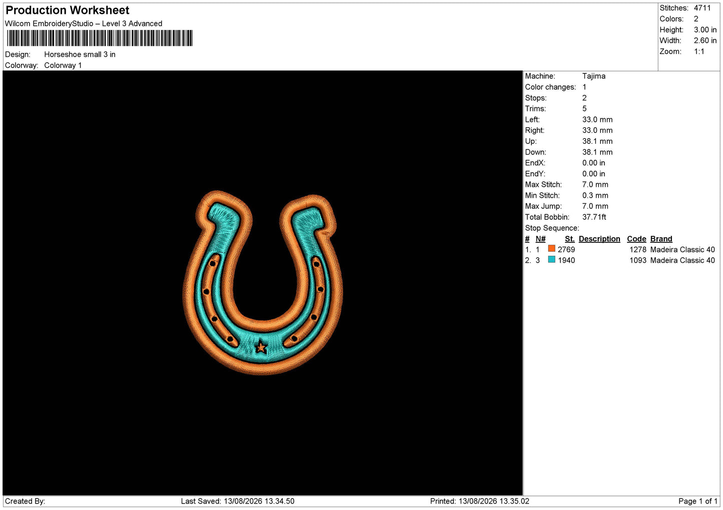 Horseshoe small Embroidery Machine Design File