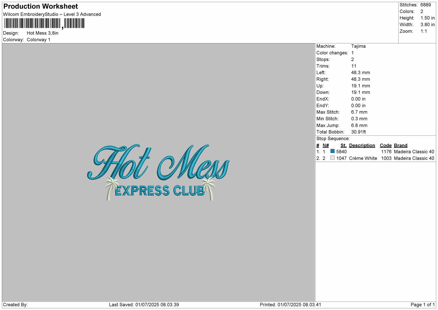Hot Mess Embroidery File