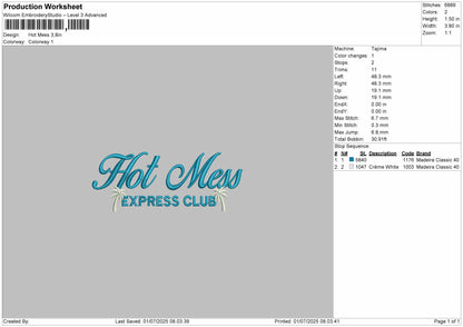 Hot Mess Embroidery File