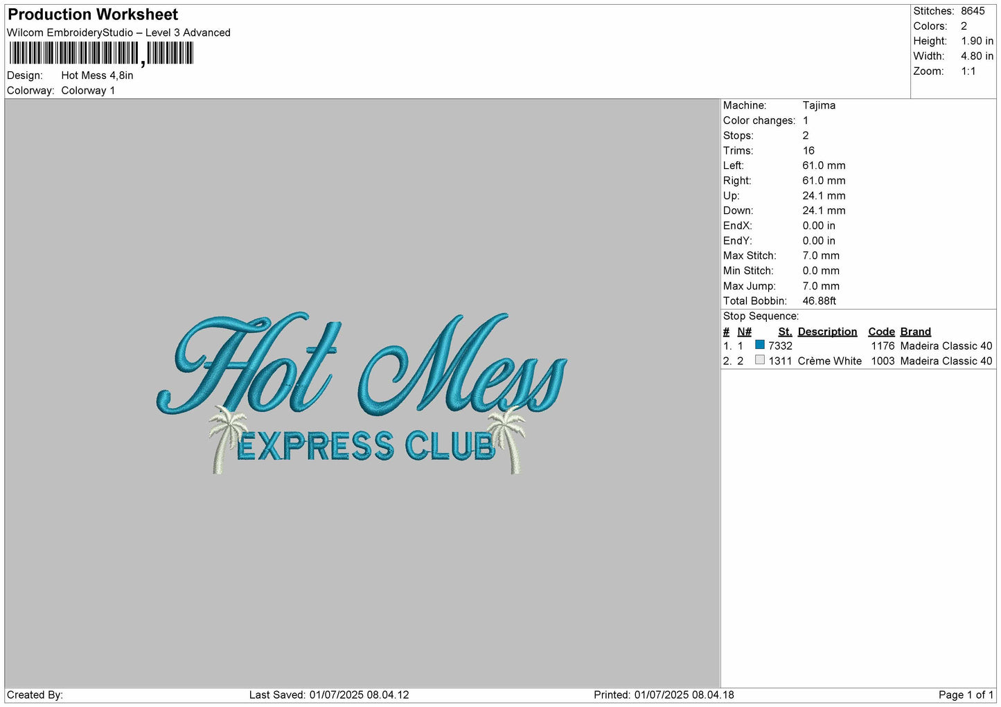 Hot Mess Embroidery File
