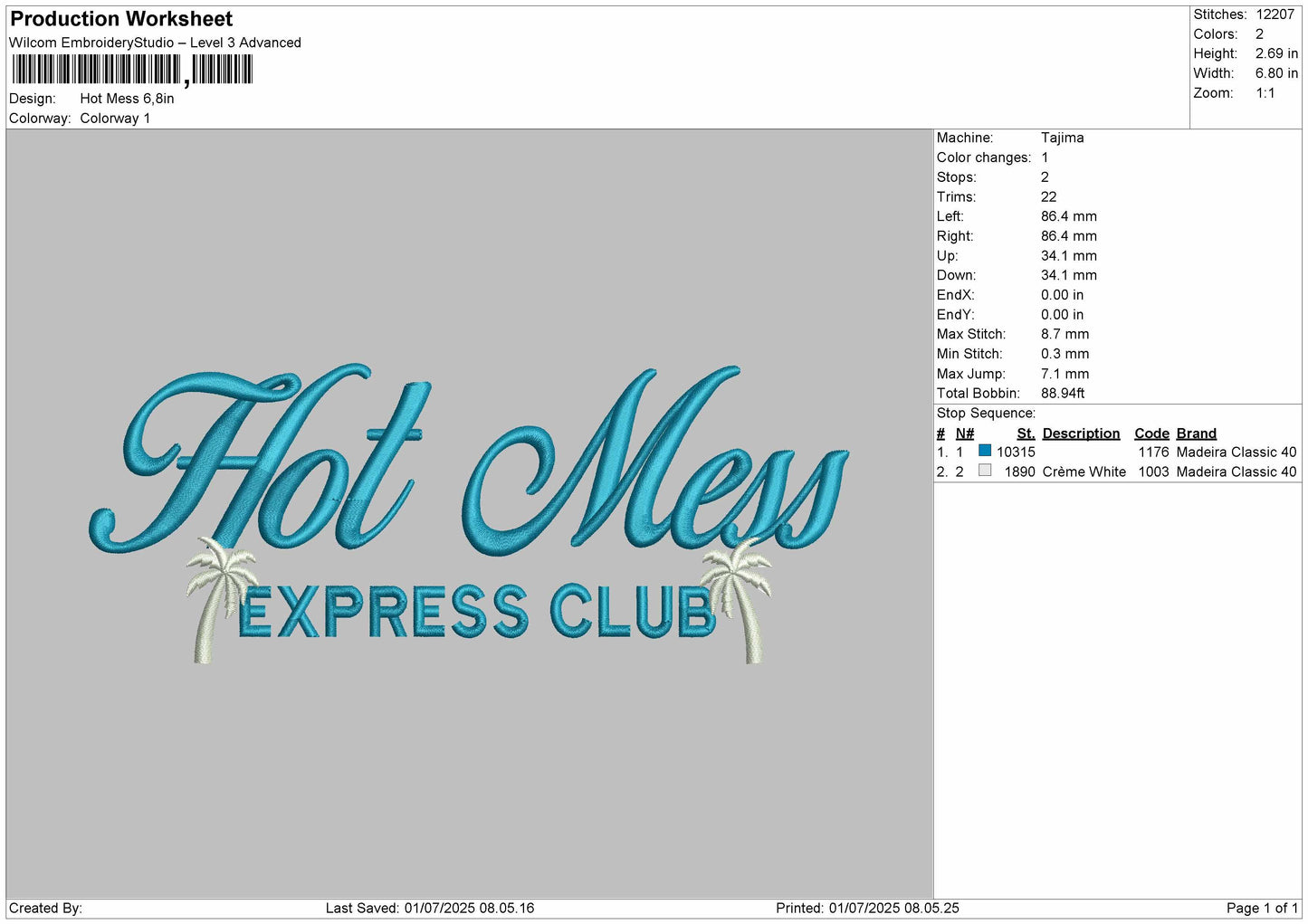 Hot Mess Embroidery File