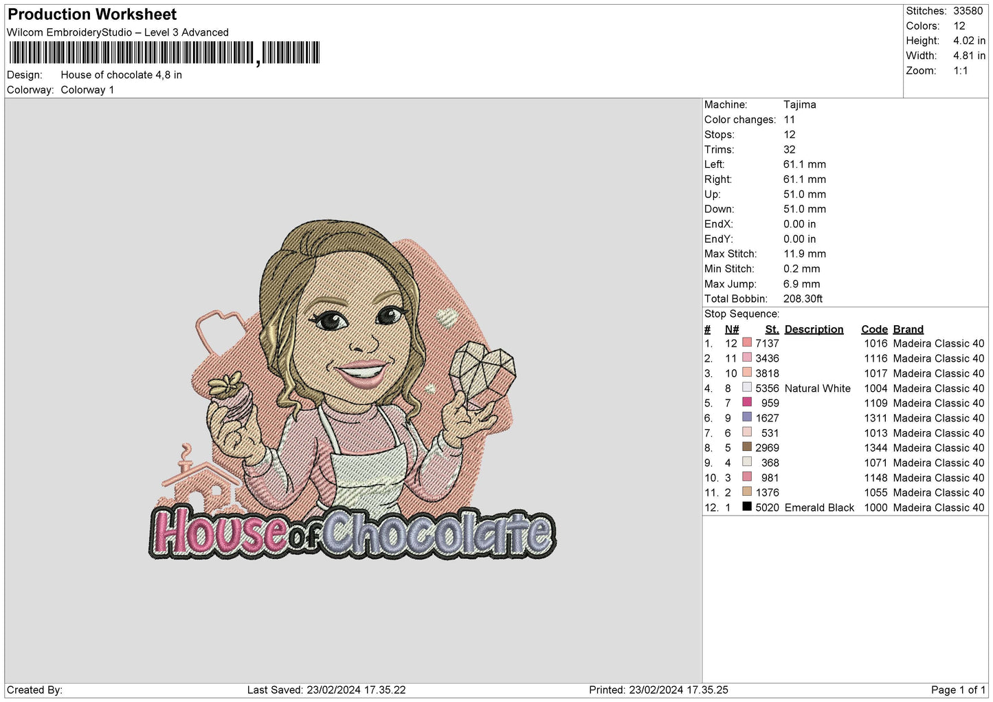 Chocolate Embroidery File 6 sizes