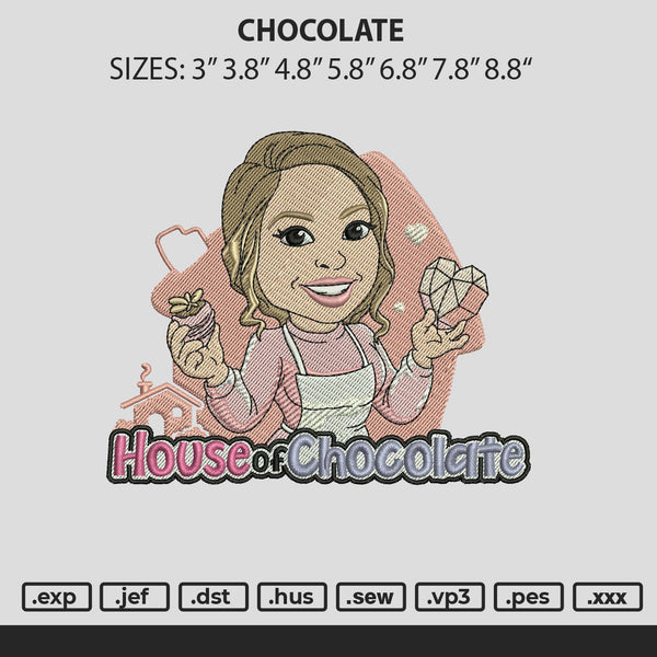 Chocolate Embroidery File 6 sizes
