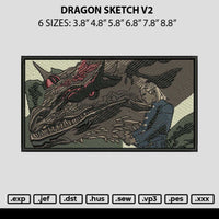 Dragon Sketch V2 Embroidery File 6 sizes