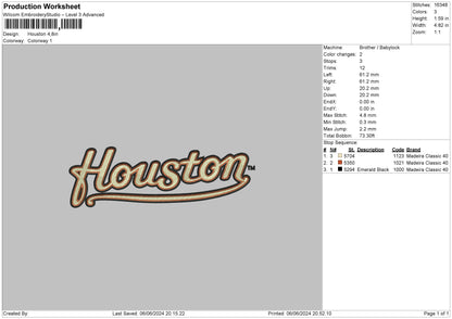 Houstontext 0506 Embroidery File 6 sizes