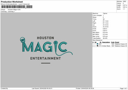 Magic Entertainment Embroidery Design. 3 Files - Multiple Size