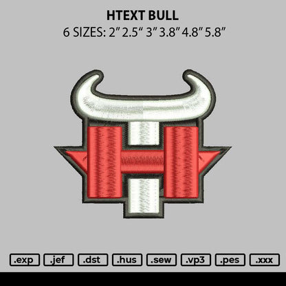 Htext Bull Embroidery File 6 sizes