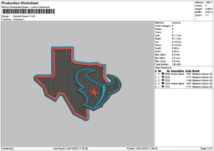 Houston1401a Embroidery File 6 sizes