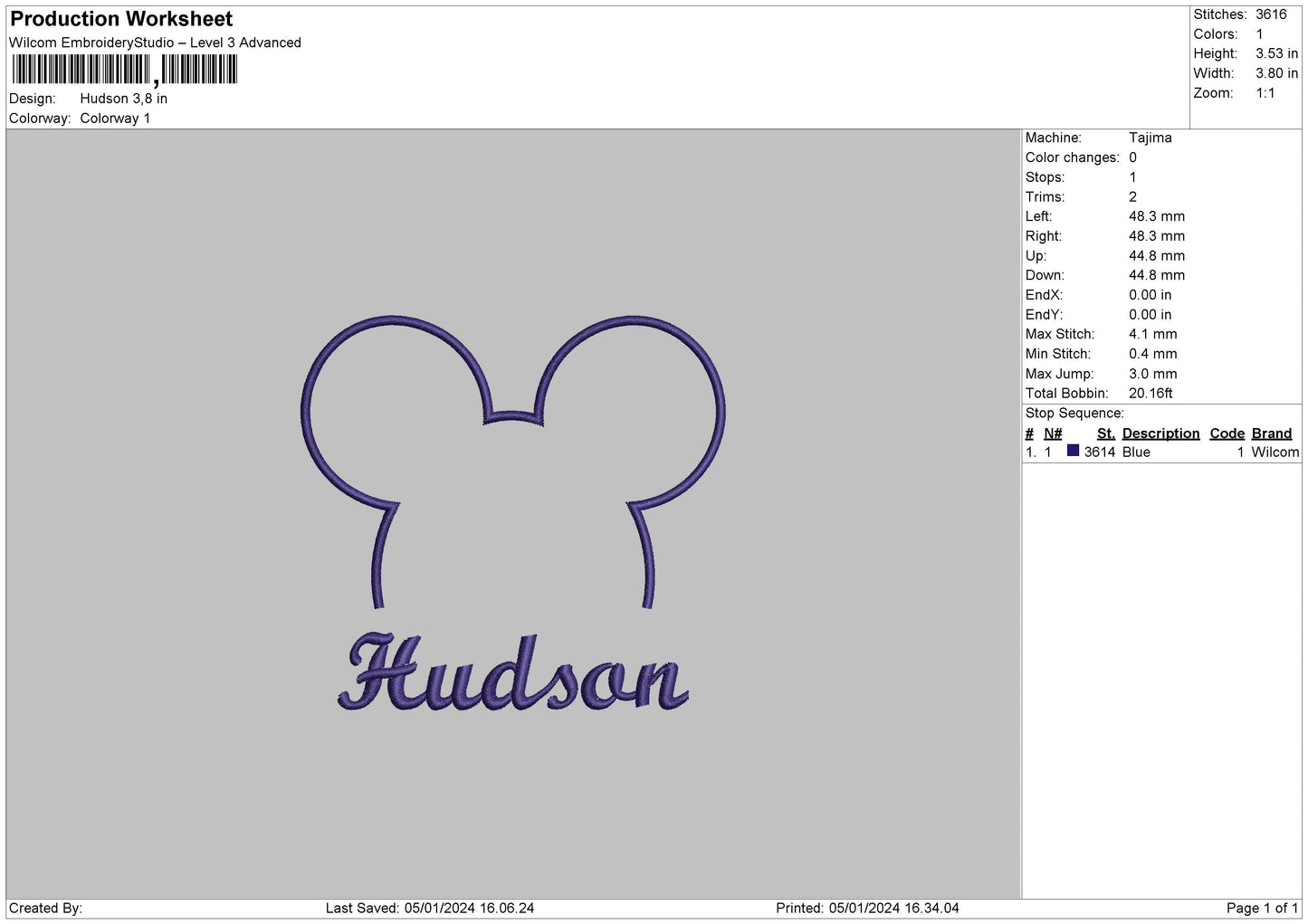 Hudson Embroidery File 6 sizes