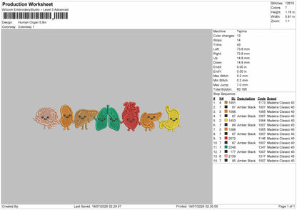 Brain Icon Embroidery Machine Design File 6 sizes