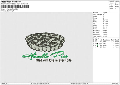 Humble Pie Embroidery File 4 size