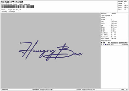 Hungry Text V1 Embroidery Machine Design File 6 sizes
