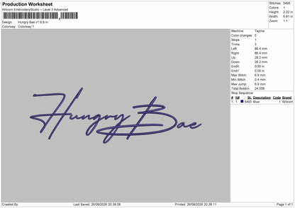 Hungry Text V1 Embroidery Machine Design File 6 sizes