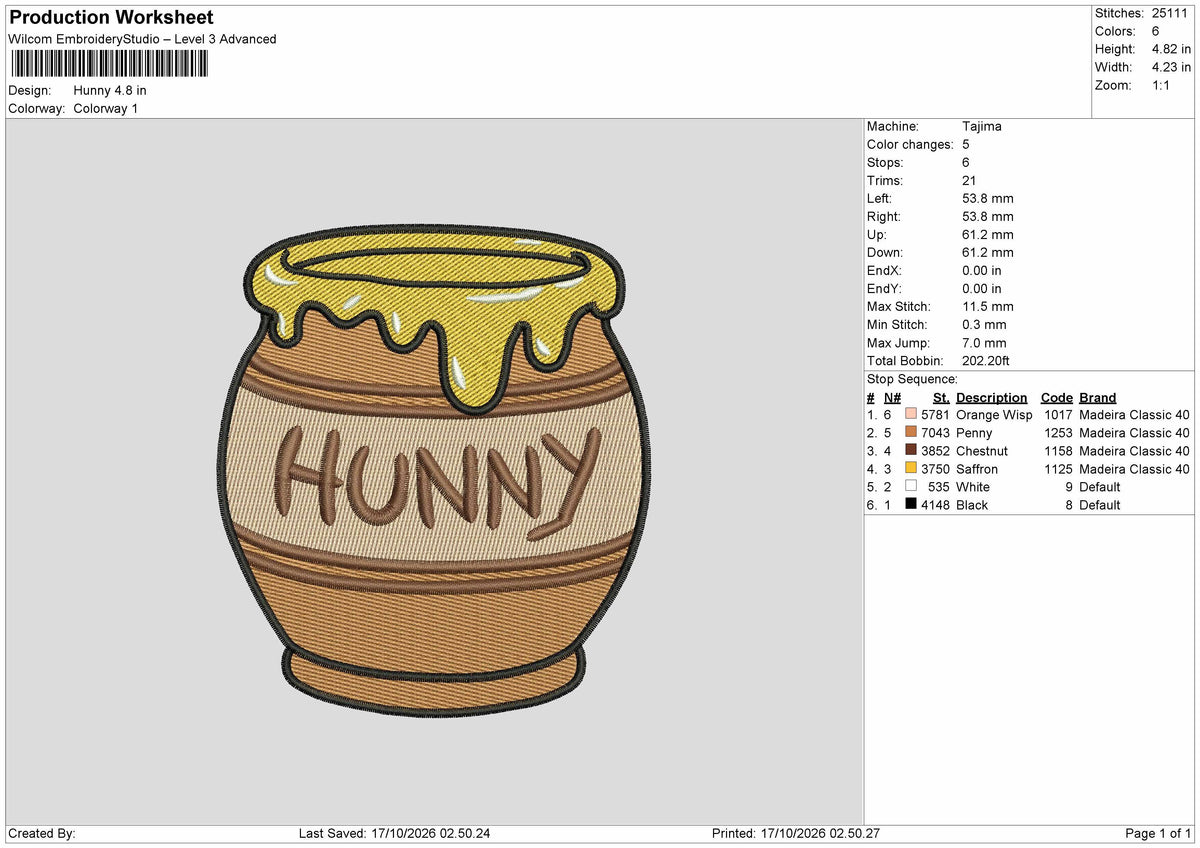 Hunnytext Jar Embroidery Machine Design File 6 sizes