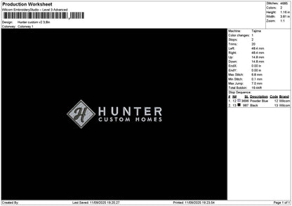 Huntertext V2 Embroidery File 6 sizes
