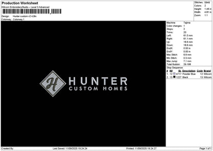 Huntertext V2 Embroidery File 6 sizes