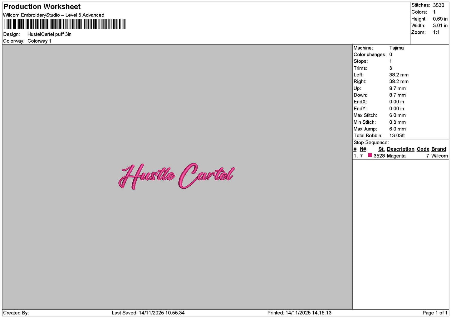 Hustletext Embridery File 6 sizes