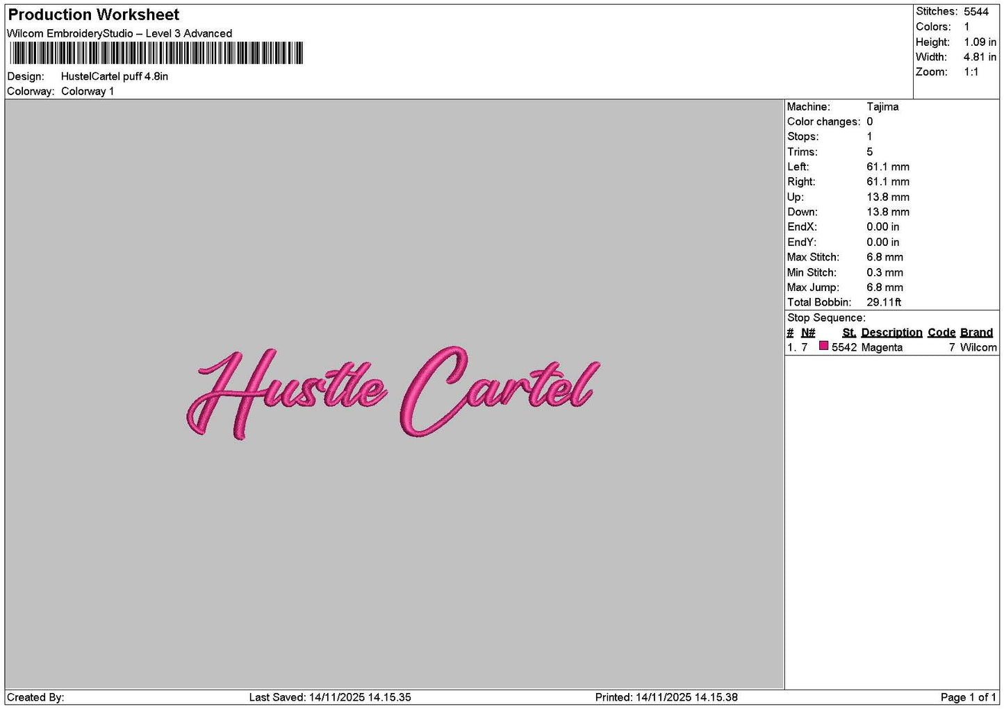 Hustletext Embridery File 6 sizes