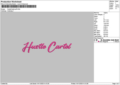 Hustletext Embridery File 6 sizes
