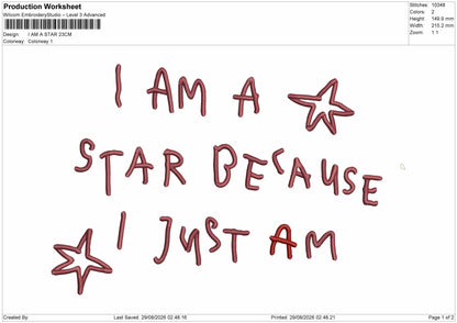 Star Text 2908 Embroidery Machine Design File 6 sizes
