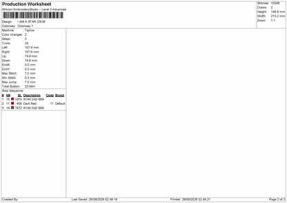 Star Text 2908 Embroidery Machine Design File 6 sizes