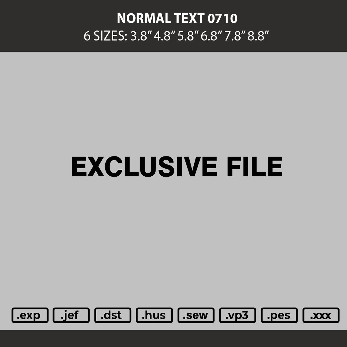 Normal Text 0710 Embroidery Machine Design File 6 sizes
