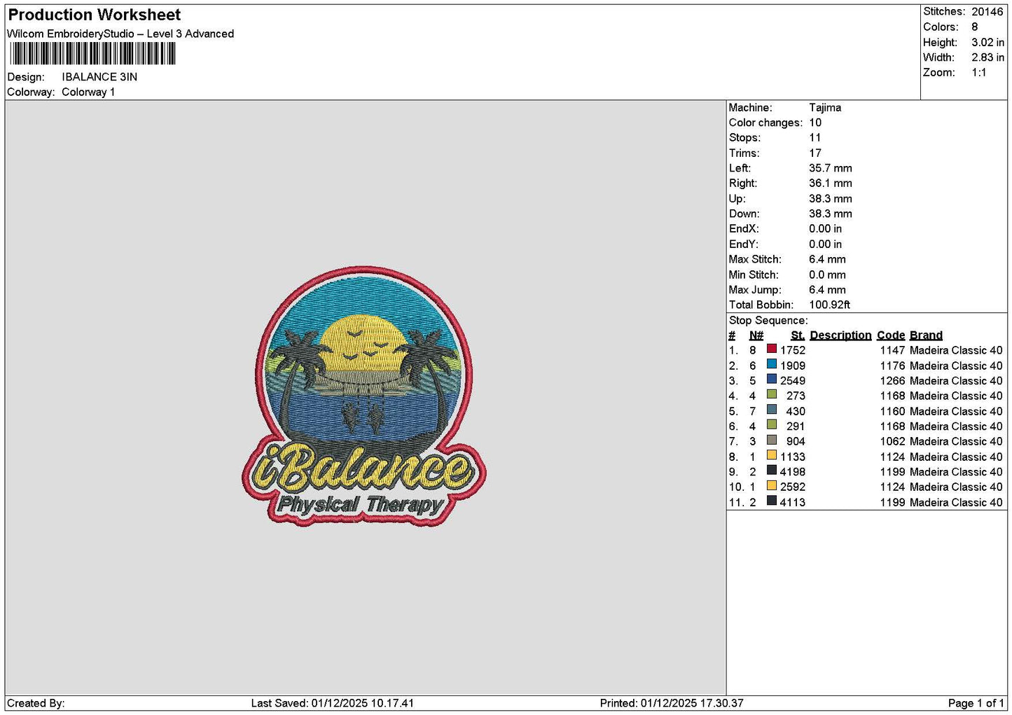 Balancetext 0112 Embroidery File 6 sizes