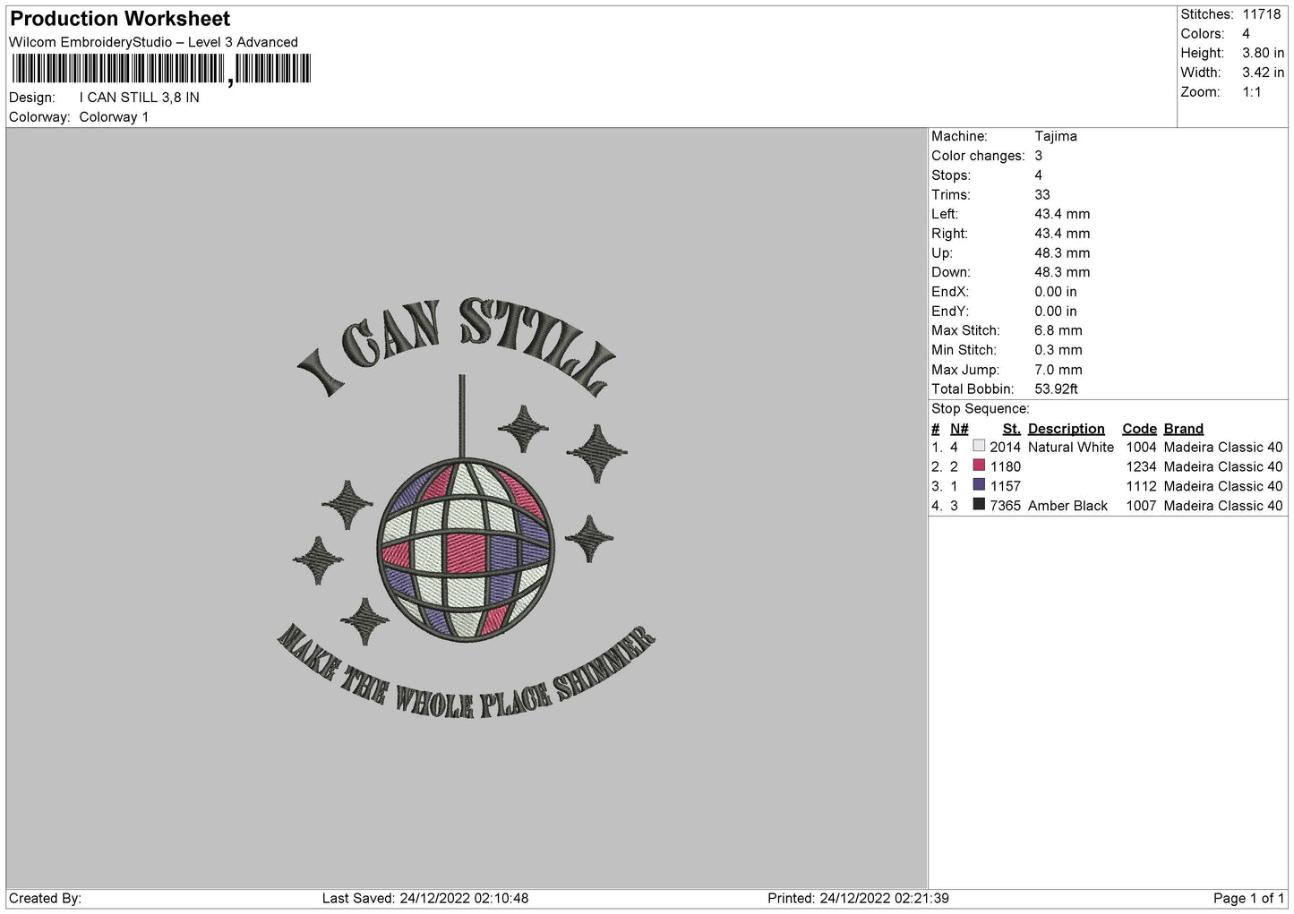 I Can Still Embroidery File 6 sizes