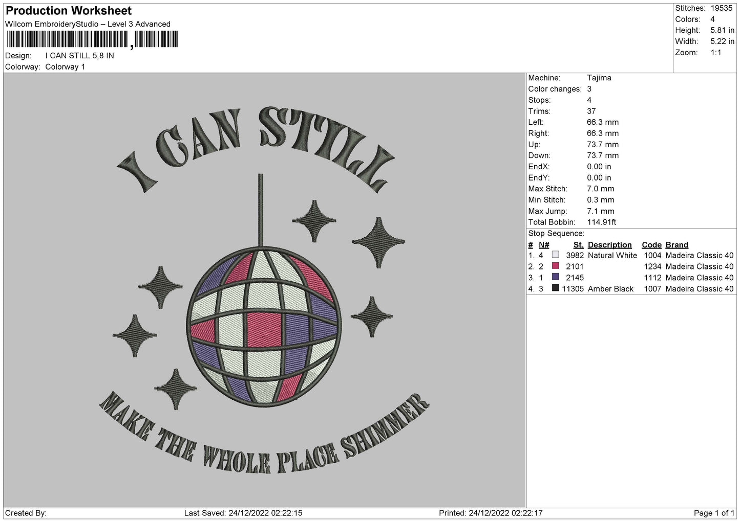 I Can Still Embroidery File 6 sizes