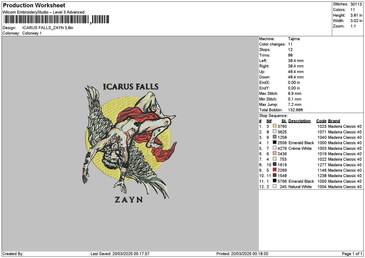 Icarustext Embroidery File 6 sizes