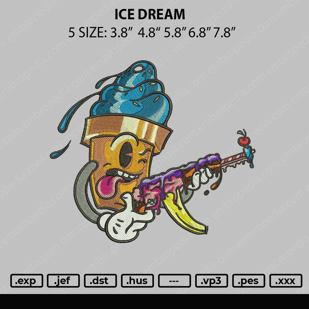 Ice Dream Embroidery File 5 sizes