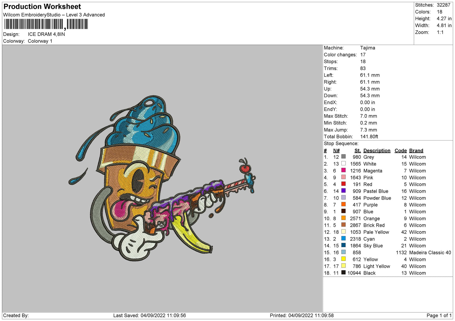 Ice Dream Embroidery File 5 sizes