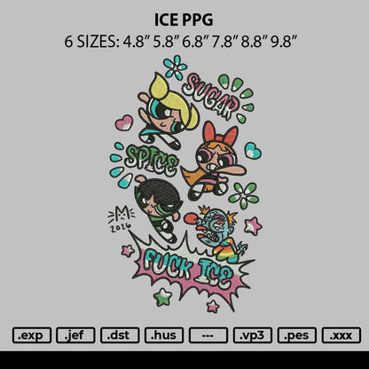 Ice Ppg Embroidery File 6 sizes