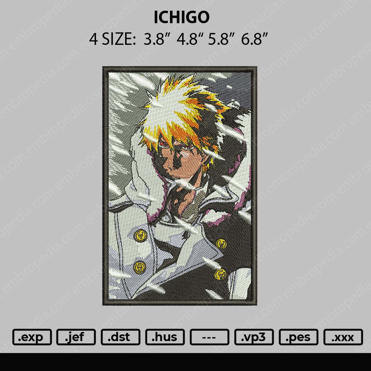 Ichigo Embroidery File 4 size
