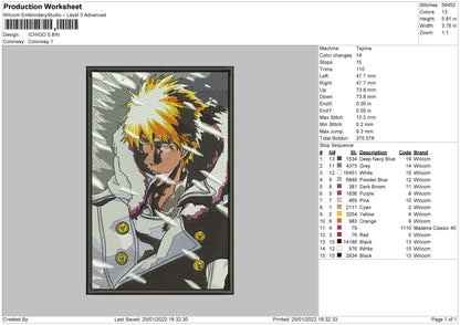 Ichigo Embroidery File 4 size