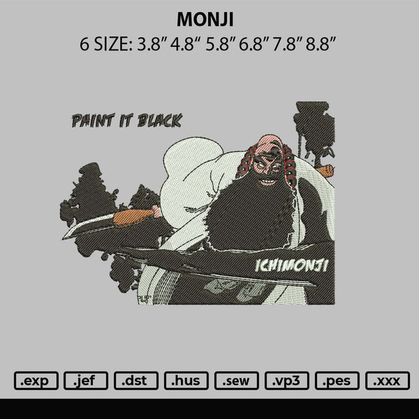 Monji Embroidery File 6 sizes
