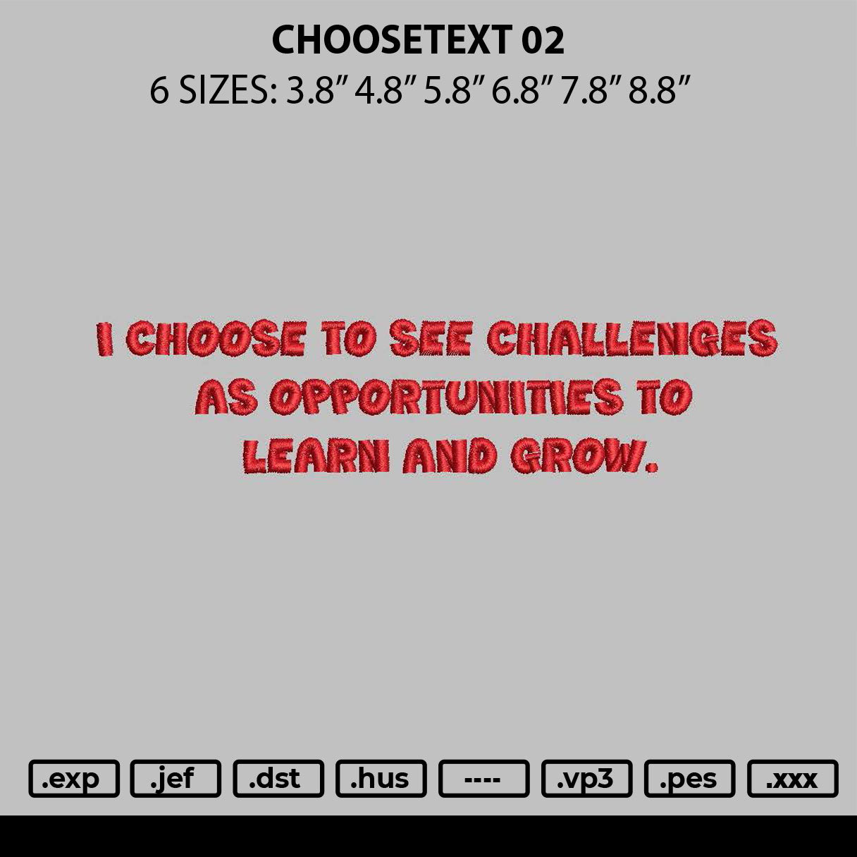 Choosetext 02 Embroidery File 6 sizes