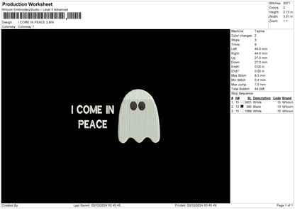 Peacetext 01 Embroidery File 6 sizes